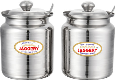 JAGGERY Steel Grocery Container  - 200 ml(Pack of 2, Silver)