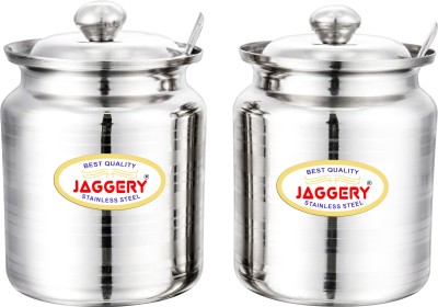 JAGGERY Steel Grocery Container  - 350 ml(Pack of 2, Silver)