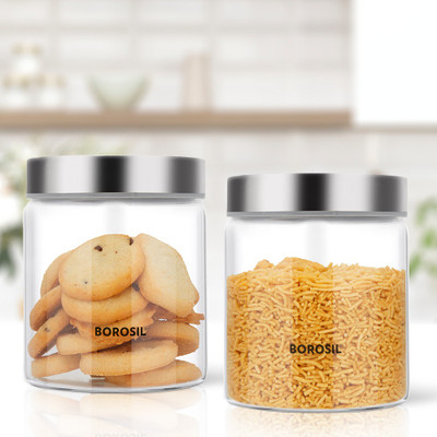 BOROSIL Glass Grocery Container  - 600 ml(Pack of 2, Clear)