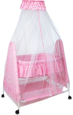 MeeMee New Born Baby Sleep Swing Cradle /Baby Bedding with Mosquito Net (Pink) Bassinet(Pink)