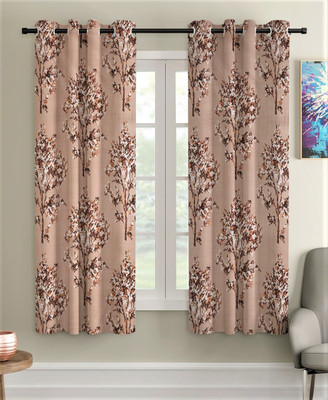 Fashion String 153 cm (5 ft) Window Polyester Semi Transparent Curtain (Pack Of 2)(Brown, Floral)