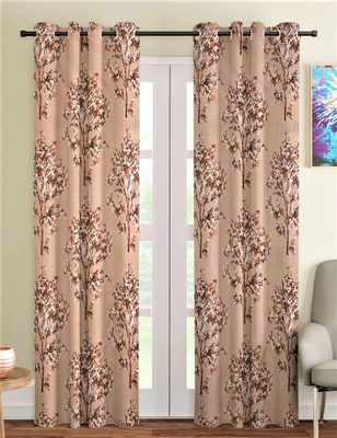 Fashion String 274 cm (9 ft) Long Door Polyester Semi Transparent Curtain (Pack Of 2)(Brown, Floral)