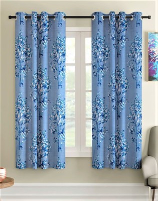 Fashion String 153 cm (5 ft) Polyester Semi Transparent Window Curtain (Pack Of 2)(Floral, Blue)