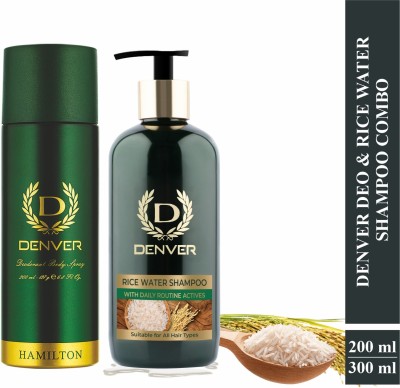 DENVER Rice Water Shampoo & Hamilton Deo Long Lasting Deodorant Spray  -  For Men(500 ml, Pack of 2)