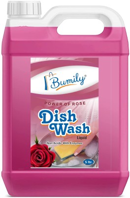 Bumily Dishwash with Pink rose for oil & washes off Kitchen Dish Cleaning Gel 5L Dish Cleaning Gel(pink rose, 5 L)