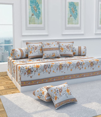 igi Polycotton Floral Diwan Set(Multicolor)
