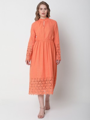VERO MODA Women A-line Orange Dress