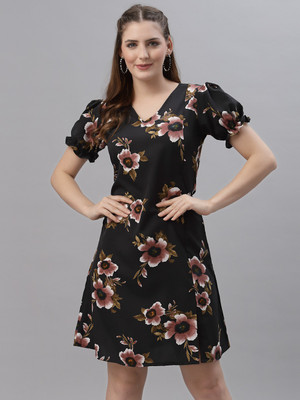 Oomph! Women A-line Black Above Knee/Mid Thigh Length Dress