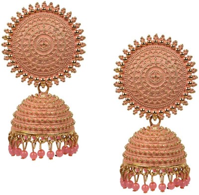 Fashion Fusion Golden Peach Jhumki for Women Brass Jhumki Earring