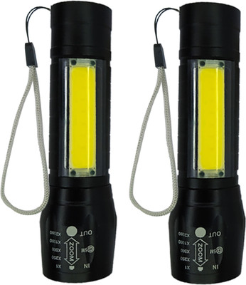 Make Ur Wish Rechargeable Zoomable LED Long Range Search Flashlight Emergency Light Pack of 2 Torch(Multicolor, 5 cm, Rechargeable)