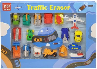 Crackles Transport Vehicles Theme Fancy Puzzle Take It Apart Erasers for Kids(21 Pieces) Non-Toxic Eraser(Set of 1, Vehicles)