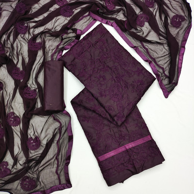 shankhpushpi Cotton Blend Embroidered Salwar Suit Material