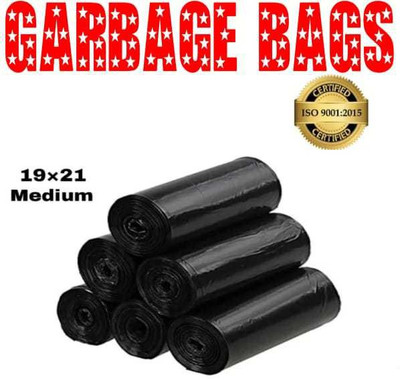 JUNDYA BLACK 19x21 pack of 6 (180 Bags) Medium 18 L Medium 6 L Garbage Bag  Pack Of 180(180Bag )