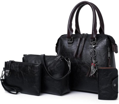 MOMISY Women Black Handbag(Pack of: 4)