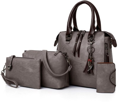 MOMISY Women Grey Handbag(Pack of: 4)