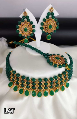 CHARBHUJA Alloy Gold-plated Green Jewellery Set(Pack of 1)