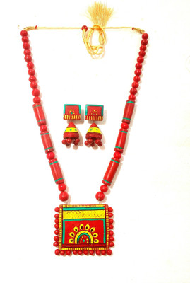 Haus Fabula Terracotta Red Jewellery Set(Pack of 1)