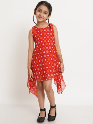 CREATIVE KID'S Baby Girls Midi/Knee Length Casual Dress(Red, Sleeveless)