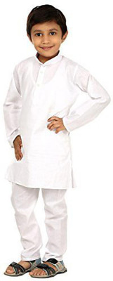 YOUTH ROBE Boys Casual Kurta and Pyjama Set(White Pack of 2)