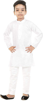 YOUTH ROBE Boys Casual Kurta and Pyjama Set(White Pack of 1)