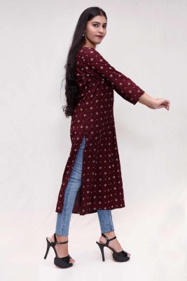 KANGOD'S Women Printed A-line Kurta(Maroon)