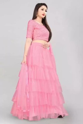 vajiba Self Design Semi Stitched Lehenga Choli(Pink)