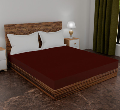 AJISH Fitted Single Size Breathable, Stretchable, Waterproof Mattress Cover(Maroon)