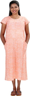 Ziva Maternity Wear Women Maternity/Nursing Nighty(Orange)