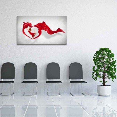 Artzfolio Dancing Woman With Red Fabric Canvas Painting | MDF Wood Frame Digital Reprint 14 inch x 24.5 inch Painting(With Frame)