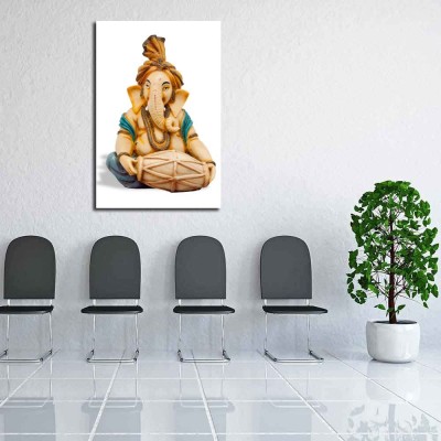 Artzfolio Lord Ganesh Canvas Painting | MDF Wood Frame Digital Reprint 26.9 inch x 18 inch Painting(With Frame)