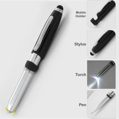K K CROSI 4 in 1 Pen for Touch Screen Torch & Mobile Holder Multi-function Pen(Blue Ink)
