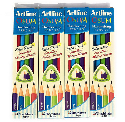 Artline OSUM Child Safe Triangular Extra Dark Pencil(Set of 4, Black)