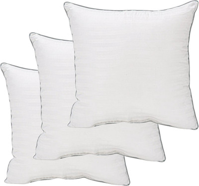 BETTER SLEEP furnishing Throw Indoor Decorative Pillows Insert (Pack of 3) - Bed and Couch Pillows Polyester Fibre, Microfibre Stripes Cushion Pack of 3(White)