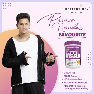 HealthyHey Sports BCAA Powder 2:1:1, Branched Chain Amino Acids, 41 servings BCAA(250 g, Tangy Orange)