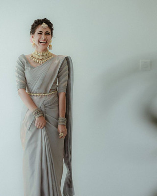 Lyuson Creation Self Design Banarasi Art Silk Saree(Grey)
