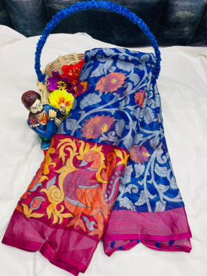 Kalpana creation Printed Leheria Chiffon Saree(Multicolor)