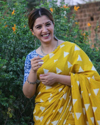 Jashvita Printed, Color Block, Blocked Printed Handloom Pure Cotton Saree(Multicolor)