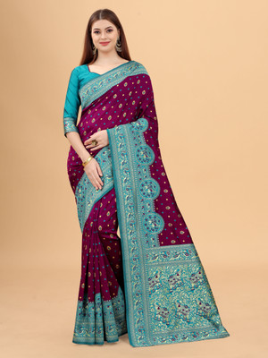 SATYAM WEAVES Woven Banarasi Cotton Silk Saree(Multicolor) SATYAM WEAVES Woven Banarasi Cotton Silk Saree(Multicolor)