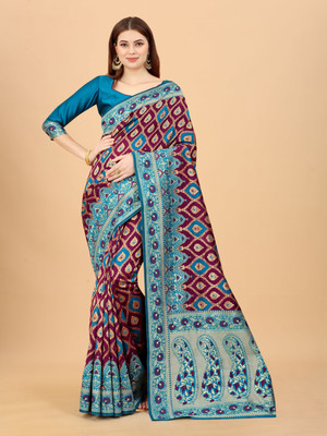 ANGOORI TEXTILES Woven Banarasi Organza, Cotton Silk Saree(Multicolor)
