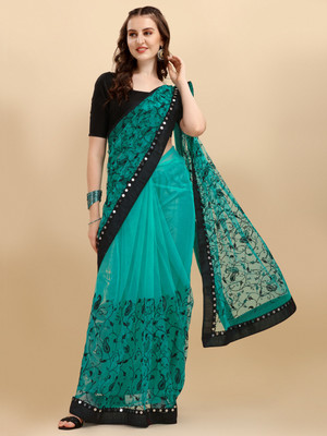 ALAGINI Embroidered Bollywood Net, Supernet Saree(Multicolor)