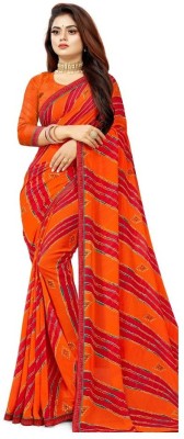 New Albeli Fhasion Striped Bollywood Art Silk Saree(Orange)