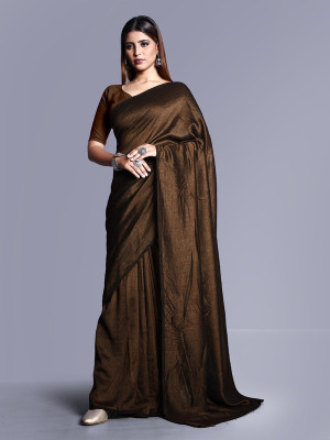 Ghan Sals Solid/Plain Daily Wear Georgette Saree(Brown)