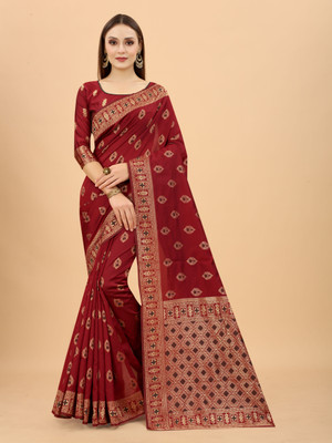 ANGOORI TEXTILES Woven Banarasi Organza, Cotton Silk Saree(Multicolor)