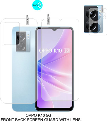 KANCHA Front and Back Tempered Glass for OPPO K10 5G(Pack of 3)