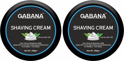 GABANA Shaving Cream For Men with Jojoba Oil For Soft & Smooth Shave Pack of 2 100 gms(200 g)