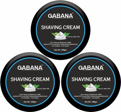 GABANA Shaving Cream For Men with Jojoba Oil For Soft & Smooth Shave Pack of 3 100 gms(300 g)