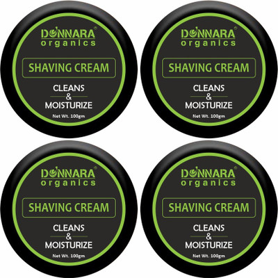 Donnara Organics Shaving Cream For Men with Jojoba Oil For Soft & Smooth Shave Pack of 4 100 gms(400 g)