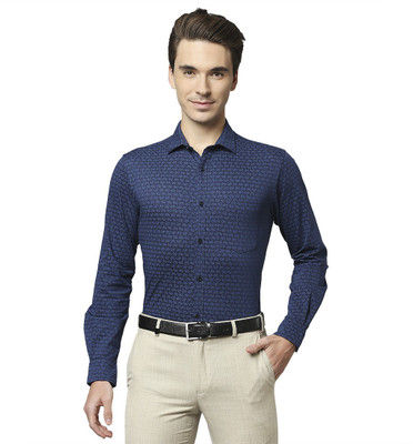 PARK AVENUE Men Printed Formal Blue Shirt