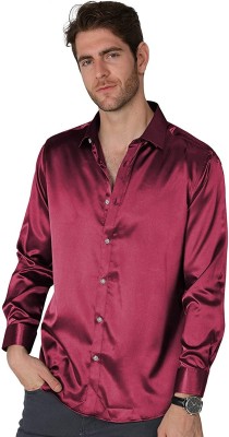 BOWRAIN Men Solid Casual Red Shirt