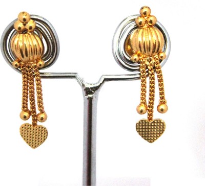 S L GOLD S L GOLD 1 Gram Micro Plated Heart Design Earring Copper Jhumki Earring